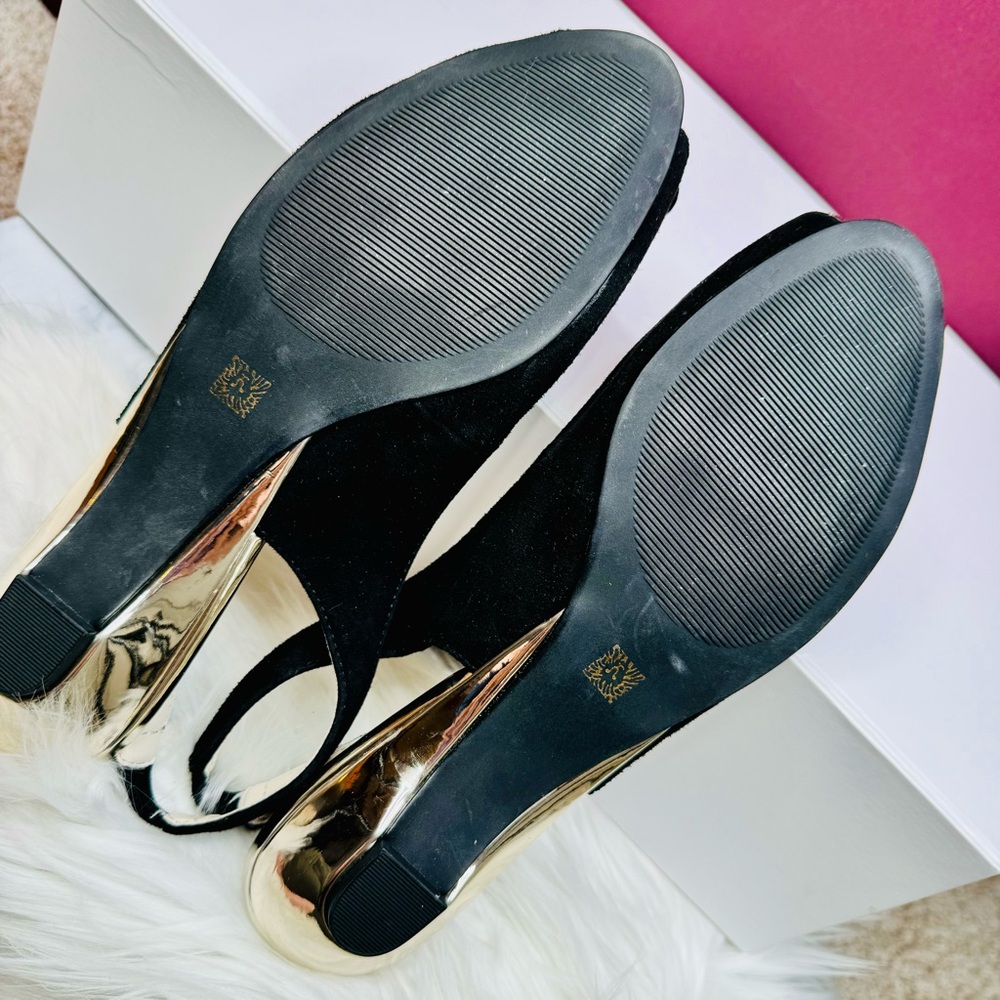 { Anne Klein } : Black Suede “Akfarrah” Silngbacks - Picture 6 of 6